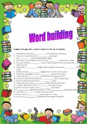 English Worksheet: WORD BUILDING