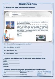English Worksheet: Simple Past - grammar,reading and writing