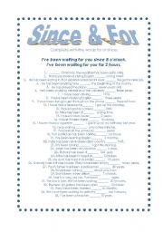 English Worksheet: For & Since
