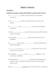 English Worksheet: exercies on perfect modals