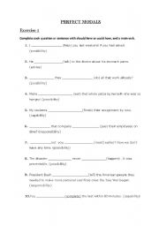 English worksheet: exercies on perfect modals