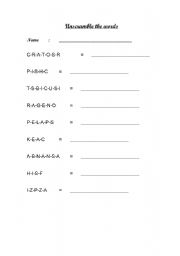 English worksheet: Unscramble the words - food