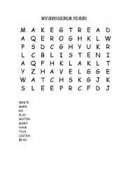 English worksheet: Wordsearch verbs