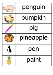 English Worksheet: p - picture/word match