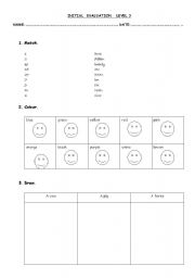 English worksheet: initial evaluation level 3