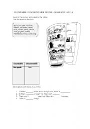 English Worksheet: countables/uncountables