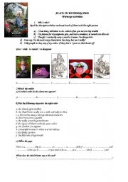 English Worksheet: Alice in wonderland: warm up activities using the official trailer