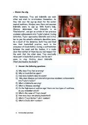 English Worksheet: HIGH SCHOOL MUSICAL 1 WORKSHOP (part 2 out of 8) Getcha head in the game