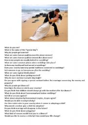 English Worksheet: Wedding - Picture based activitiy