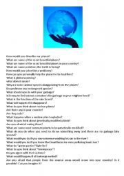 English Worksheet: Our planet - Picture based conversation