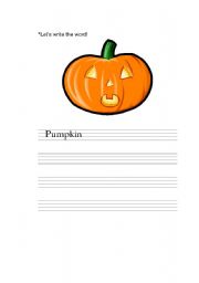 English Worksheet: lets write the pumpkin