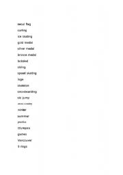 English Worksheet: Olympic Bingo word list