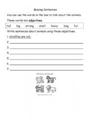 English worksheet: Writing short sentences