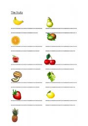 English worksheet: A complete lesson for primary pupils about fruits