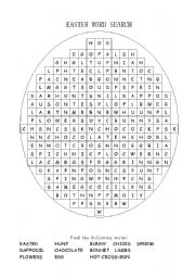 English worksheet: Easter Word Search