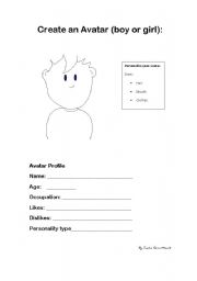 English Worksheet: Create an avatar