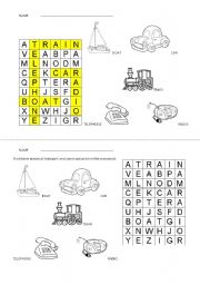 English Worksheet: Means of transport and communication crossword