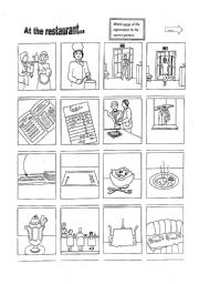 English Worksheet: Restaurant picts - to go with restaurant sketch