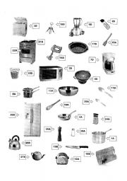 English Worksheet: Kitchen eqpt pictures - for xword