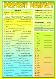 English Worksheet: Present Perfect Tense  -  (B/W & Keys)