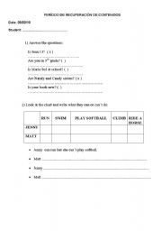 English worksheet: very easy test