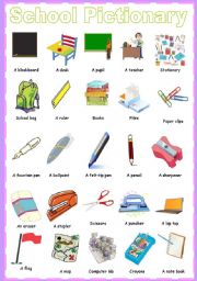 English Worksheet: school pictionary