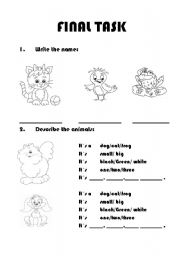 English worksheet: animals final task