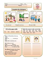 English Worksheet: Hello! (greetings and names)