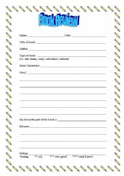 English Worksheet: Book Review