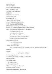 English Worksheet: lesson plan