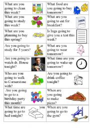 English Worksheet: Going to question cards