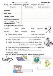 English Worksheet: Date of invention