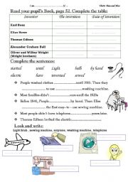 English worksheet: Date of invention