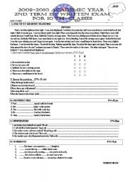 English Worksheet: second term 1st wrtten exam for 10th grade