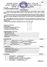 English Worksheet: second term 1st wrtten exam for 10th grade