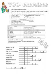 English worksheet: voc exercises