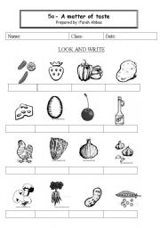English worksheet: some food