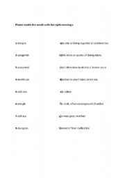 English worksheet: vocabulary activity (the tale of two cities)