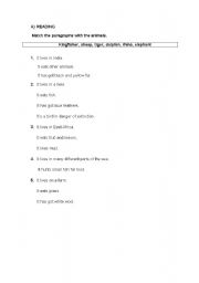 English worksheet: animals and earth