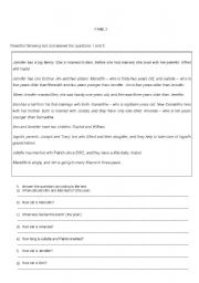 English worksheet: MEMBERS OF  FAMILY