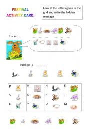 English worksheet: Festival activity card