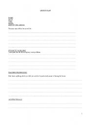 English Worksheet: lesson plan model