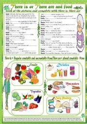 English Worksheet: There is or There are and food(+ Key)