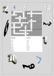 English Worksheet: crossword with numbers