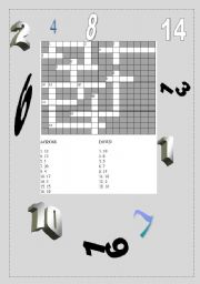 English worksheet: crossword with numbers