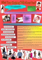 English Worksheet: What Your Clothing Tells About You? (2 pages with answers)