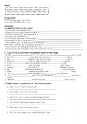 English Worksheet: WHEN - PAST CONTINUOUS - SIMPLE PAST TENSE