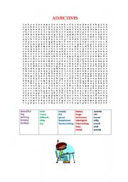 English worksheet: word search adjectives