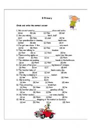 English Worksheet: possessive and personal pronouns