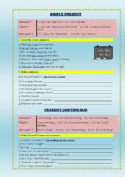 English Worksheet: Simple Present & Present Continuous